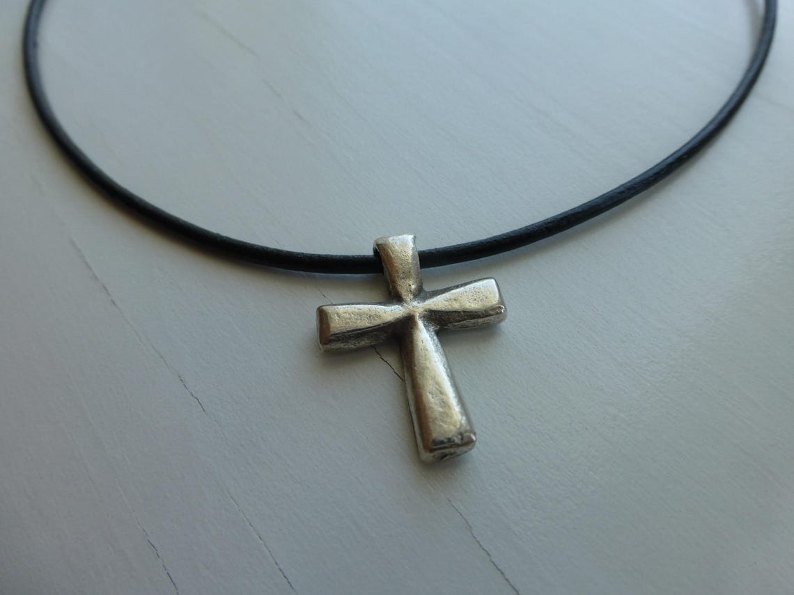 Cross Leather Necklace Boys Confirmation Gift Girls Cross - Etsy