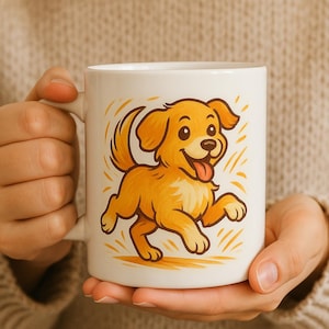 Cute Puppy Mug 11 oz – Playful Golden Dog Cup – Fun Gift for Dog Lovers & Pet Parents