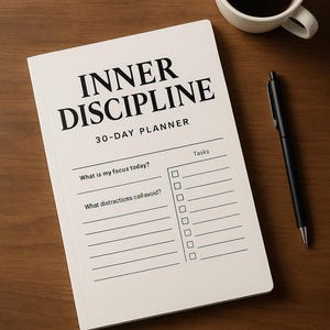 INNER DISCIPLINE 30 Day Digital Planner PDF - Focus and Habit Tracker - Daily and Weekly Journal - Minimalist Digital Download