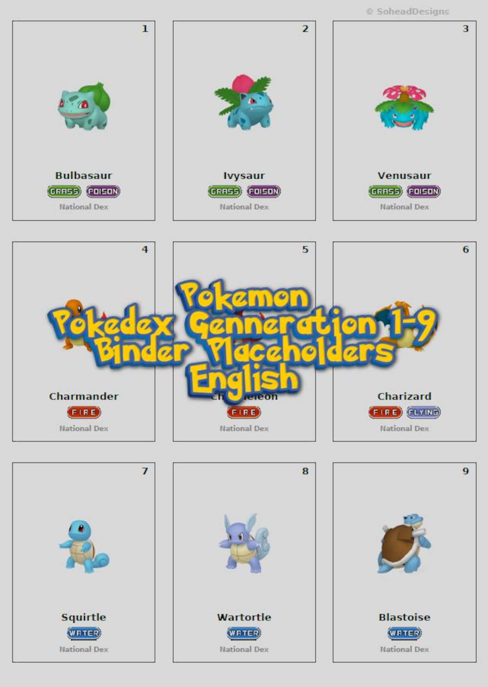 Complete Pokédex Gen 1-9 (english) – 9 Separate Pdfs | Pokémon Binder