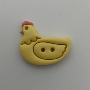 Handmade Ceramic Chicken Buttons: Bright Yellow Polymer Clay Accents