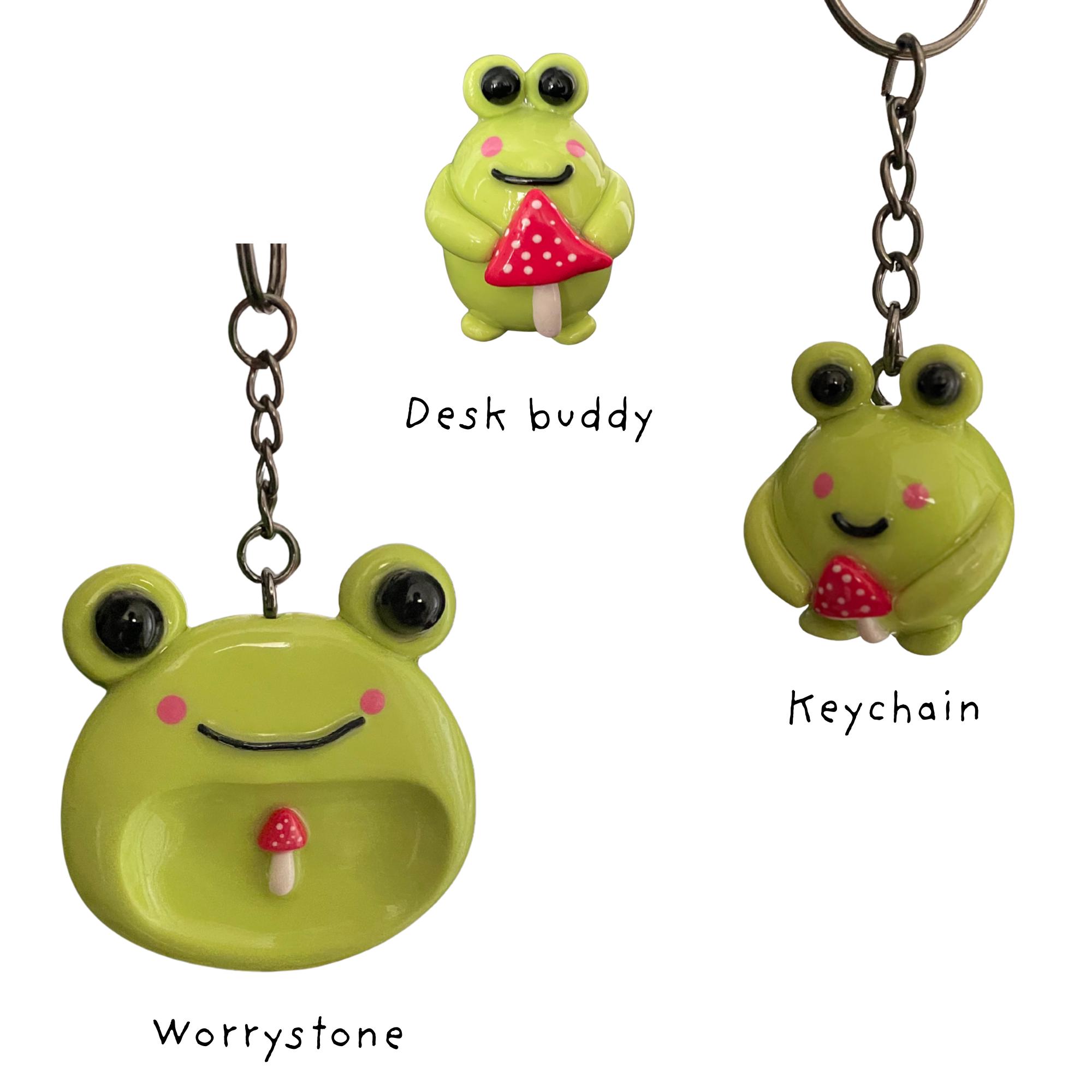 Mushroom Frog Worry Stone, Keychain, Desk Buddy, or Full Set - Etsy