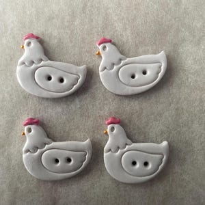 Handmade Ceramic Chicken Buttons: Whimsical Farmhouse Sewing Accents
