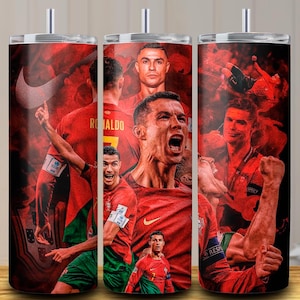 Envoltorio para vaso de Cristiano Ronaldo CR7 - Diseño de vaso delgado de 20 oz - Descarga digital PNG - Regalo para fans de CR7