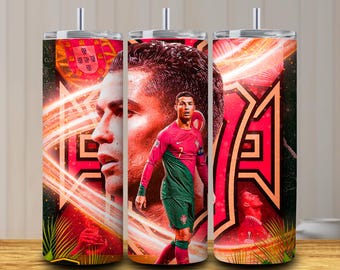 Envoltura para vaso de Cristiano Ronaldo CR7 - Sublimación PNG delgada de 20 oz - Descarga digital