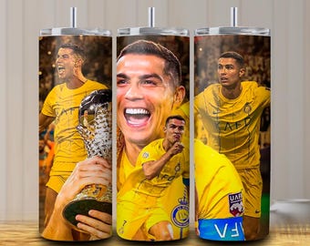 CR7 Ronaldo Tumbler Wrap PNG - 20oz Skinny Tumbler Sublimation Design - Digital Download