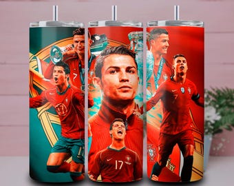 Envoltorio para vaso de Cristiano Ronaldo: Regalo para un fanático del fútbol (descarga digital PNG)
