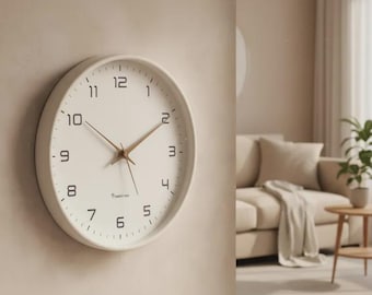 Nordic Solid Wood Wall Clock | Silent Minimalist Scandinavian Decor | Large Modern Wood Clock for Living Room Kitchen | Housewarming Gift