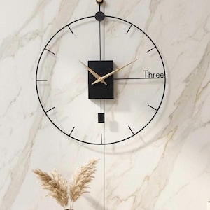 Modern Geometric Metal Wall Clock | Minimalist Black Clock, Silent Large Wall Clock, Bauhaus Inspired Home Decor, Unique Housewarming Gift