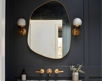 Asymmetrical Mirror, Irregular Mirror for Wall Decor, Abstract Aesthetic Wall Mirror, Large Statement Mirror for Chic Home Decor Wavy Mirror