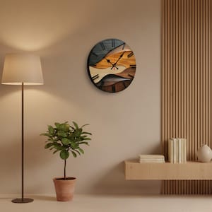 Nordisk väggklocka i trä | Minimalistisk rund tyst hängande klocka | Modern skandinavisk heminredning | Stor kontorsklocka i trä | Tyst sovrumsinredning