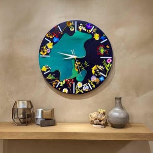 One-of-a-Kind Resin Art Wall Clock – Handmade Vibrant Epoxy Wall Decor, Modern Scandinavian Style
