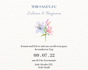 Hochzeit Einladungskarte Boho / Vintage / Floral