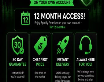 12-miesięczna subskrypcja Spotify | Bez reklam, słuchanie offline (dostęp globalny)