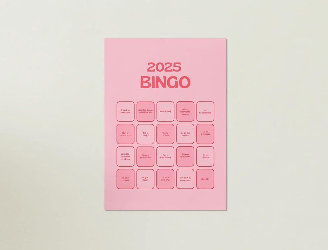 2025 Bingo Card - Etsy