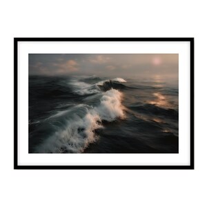 Waves Breaking Mounted Framed Poster - Choppy Sea Art - Luxary Art for Ocean Lovers