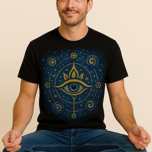 Mystic Eye Tee–Black T-Shirt with Artistic Third Eye –Enlightenment Shirt  Third Eye Shirt - Spiritual Awakening Tee  Soul Journey T-Shirt