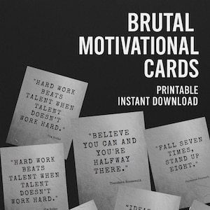 Carte motivazionali brutali stampabili | Affermazioni forti per uomini e donne | Mazzo di disciplina senza fronzoli e senza sciocchezze - 40 carte (PDF + JPG)