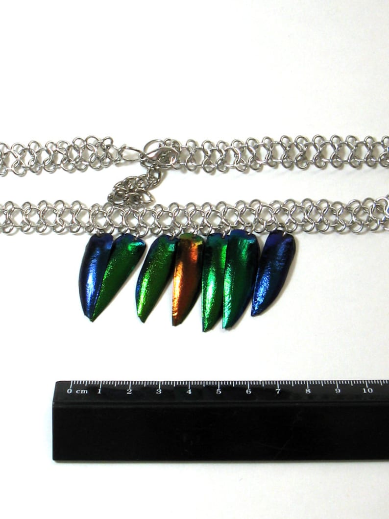 remade from vintage OOAK real elytra jewel beetle wing cases choker