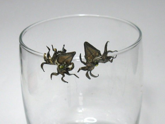 Steampunk Origami Octopus Stud Earrings