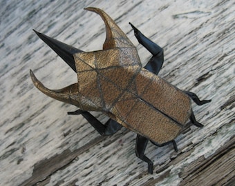 WATERPROOF origami atlas beetle pin