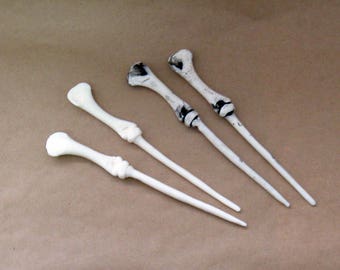 TAXIDERMY replica resin tibia bone hairsticks - 1 pair