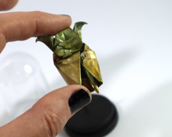 WATERPROOF miniature dome 45mm origami yoda sculpture - signed and dated - removable