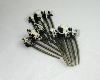 STEAMPUNK resin animal skull combs bun pin food safe resin