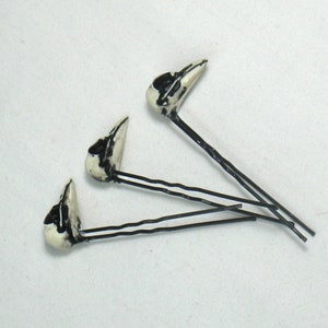 RESIN REPLICA set of 3 bird skull hair pins