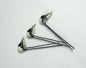 RESIN REPLICA set of 3 bird skull hair pins