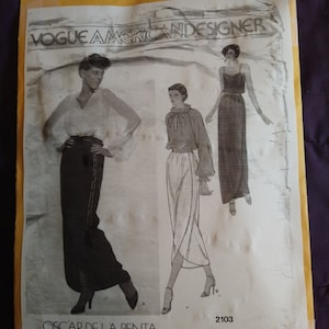 Vogue Vintage Cut Patrón de costura 2103 Oscar de la Renta Diseño Misses' Blusa, Camisola y Falda Tamaño 12