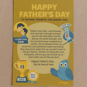 Herzliche Vatertagskarte für Papa | Illustrierte Karte | Ich liebe dich Papa | Best Dad Award Karte | Digitaler Download