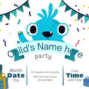 Convite de aniversário de monstro | Convite editável para festa infantil | Download digital |