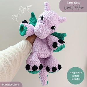 Drax The Dragon Crochet Pattern, Dragon Amigurumi, Cute Crochet Dragon, Dragon Lovey, Dragon Plush Patterns, Dragon Snuggler Crochet Pattern