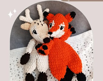 Doe The Deer & Fey The Fox Crochet Pattern Bundle, Low Sew Crochet Pattern, Reindeer Crochet Pattern, Fox Crochet Pattern, Crochet Bundle