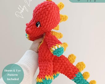 Dobby The Dino Crochet Pattern, Low Sew Crochet, Dino Amigurumi, Crochet Dino Pattern, Dino Lovey, Crochet Dinosaur Pattern, PDF English