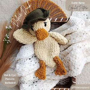 Dulcie Duck Crochet Pattern | Duck Crochet Pattern Amigurumi | Cute Crochet Pattern | Low Sew Amigurumi | Crochet Lovey Duck | Duck Crochet