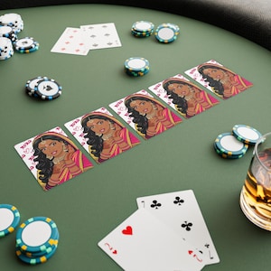 Desi Bride Cartes à jouer | Cadeau indien d'enterrement de vie de jeune fille | Proposition de demoiselle d'honneur | Deck à thème Reine de Vegas/Rani | Cartes de poker personnalisées pour femmes