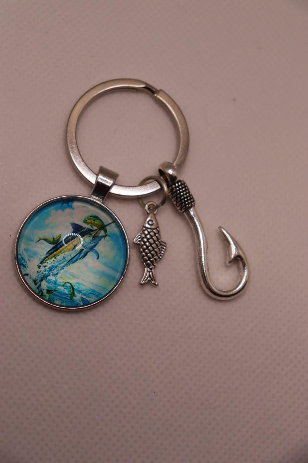 Fishing Keychain – Metal Hook & Fish Charm, Marlin Pendant – Original ...