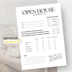 Open House Feedback Form, Real Estate Marketing Template, Editable Open House Template, Realtor Open House Packet, Buyer Feedback Sheet