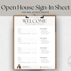 Open House Sign In Template, Real Estate Marketing, Real Estate Flyer, Sign In Sheet, Real Estate Agent Printable, Open House Sign Up Sheet