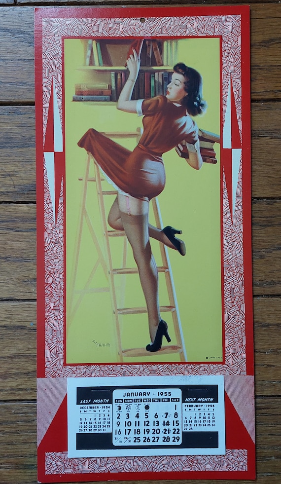 1955 Calendar Girlie Pinup Art Frahm Gams Nylons Original - Etsy Sweden