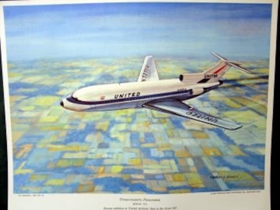 1960 United Airlines UA Boeing Tri Jet 727 Vintage Air - Etsy