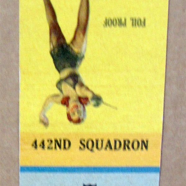 1940s Bergstrom Field Texas 442nd Squadron WWII Girlie Matchcover