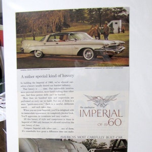 1960 Chrysler Imperial Original Vintage Auto Classic Car Ad
