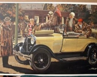 1928 Ford Rumble Seat 1932 Roadster 1929 Woodie Auto Car Print Lot