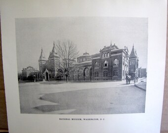 1892 National Museum Washington DC Photo Bookplate 129 years old