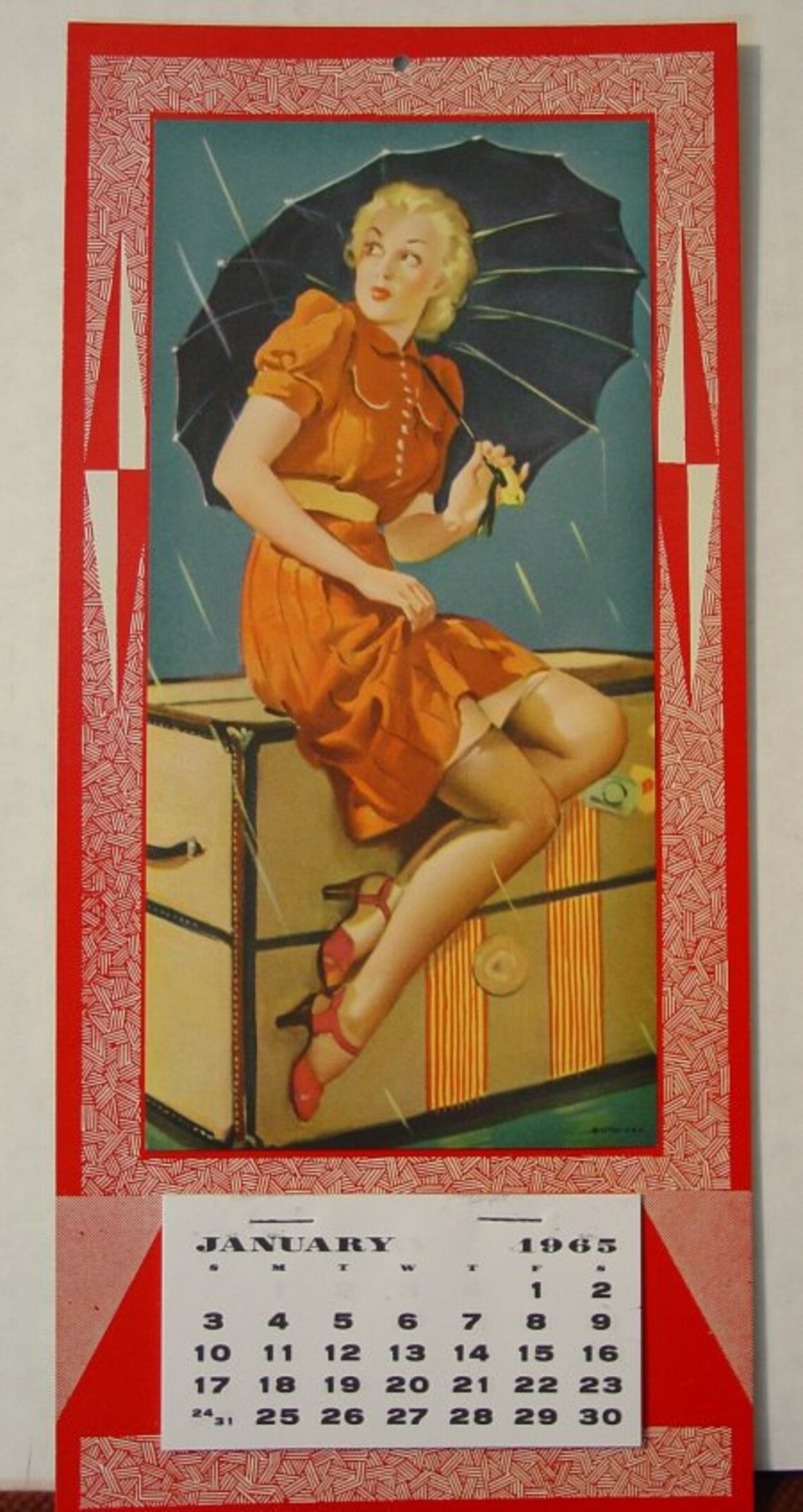 1965 Vintage Calendar Gil Elvgren 1939 Girlie Pinup Legs Heels Etsy