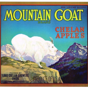1930s Mountain Goat Lake Chelan Washington Crate Label