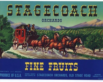 Vintage Western Stagecoach Riding Shotgun the Old West Oregon Ad Art